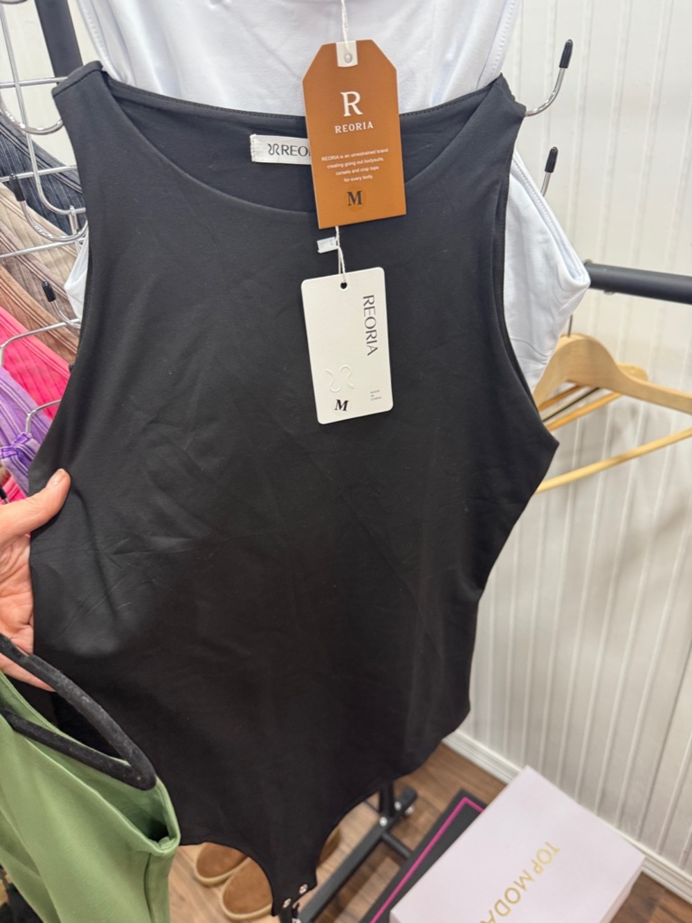 NWT ReoRia Black Sleeveless Tank Bodysuits Medium